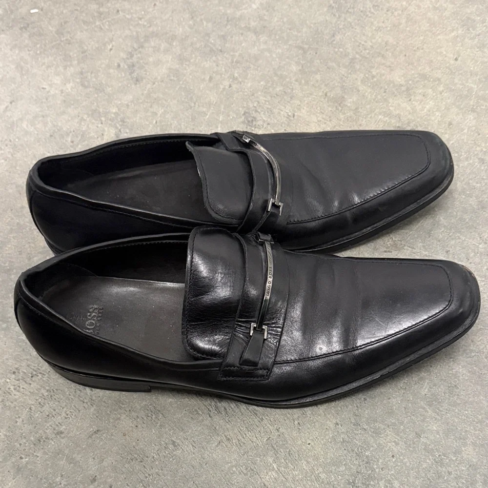 Boss Classic Black Leather Loafers
